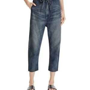 Vince Cropped Drawstring Jeans Blue Size Small